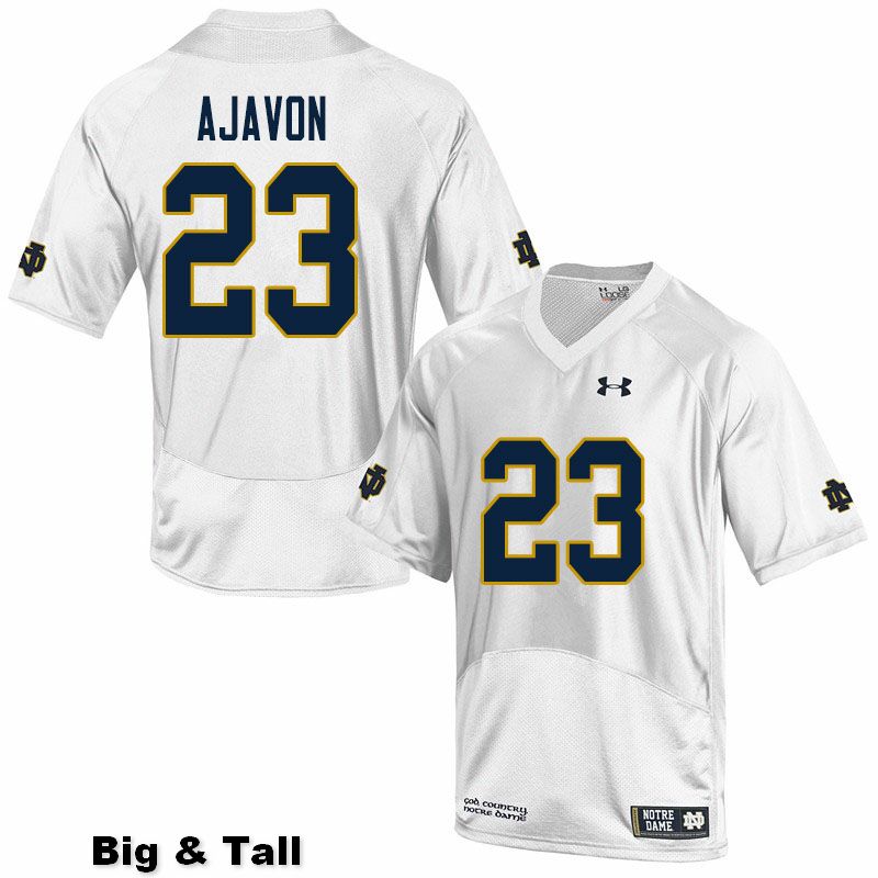 Men's NCAA Notre Dame Fighting Irish #23 Litchfield Ajavon Stitched College Under Armour Authentic White Big & Tall Football Jersey JG10I83VI